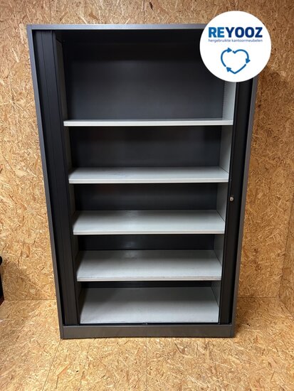 Ahrend hoge roldeurkast - 195cm hoog - 120cm breed - 45cm breed - antracietgrijs - budgetkast