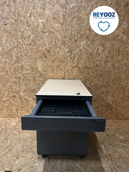 Ahrend ladeblok - antraciet met metalen front - 76cm lang