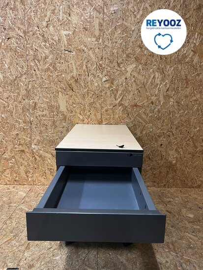 Ahrend ladeblok - antraciet met metalen front - 76cm lang
