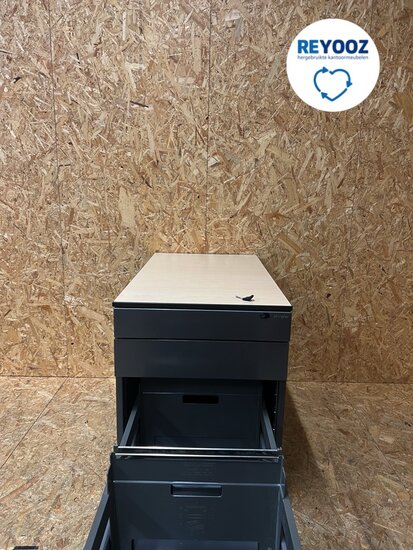 Ahrend ladeblok - antraciet met metalen front - 76cm lang