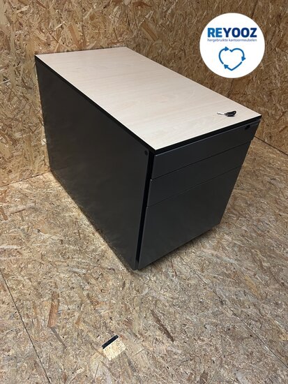 Ahrend ladeblok - antraciet met metalen front - 76cm lang