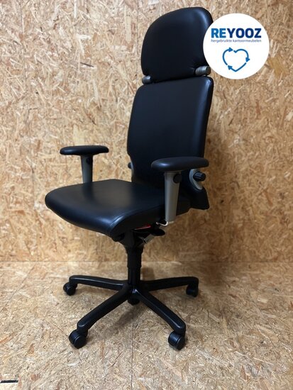 Haworth Comforto 77 met hoofdsteun in zwart leer - directiestoel