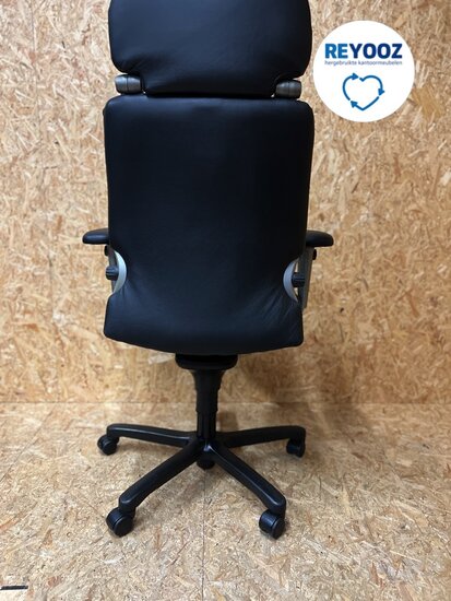 Haworth Comforto 77 met hoofdsteun in zwart leer - directiestoel