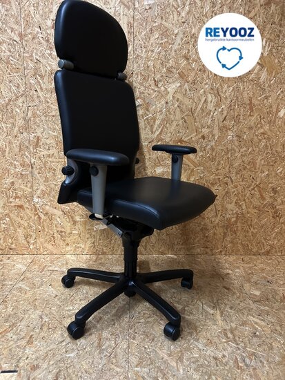 Haworth Comforto 77 met hoofdsteun in zwart leer - directiestoel