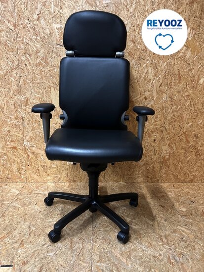 Haworth Comforto 77 met hoofdsteun in zwart leer - directiestoel