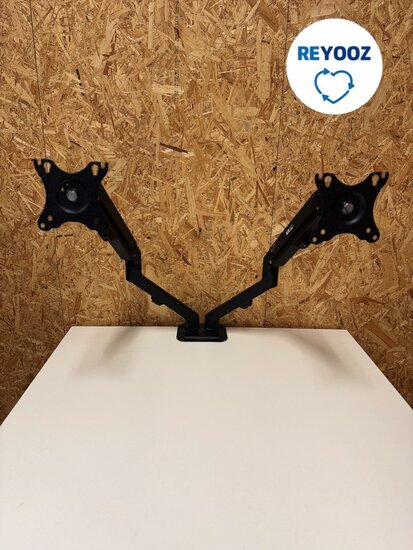 Tweedehands Newstar monitorarm voor 2 schermen in het zwart