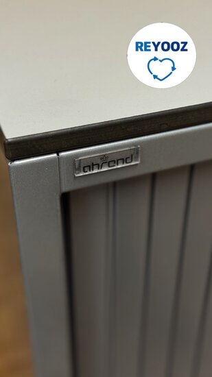 Ahrend roldeurkast - 110cm hoog - 120cm breed - 45cm diep - zilvergrijs