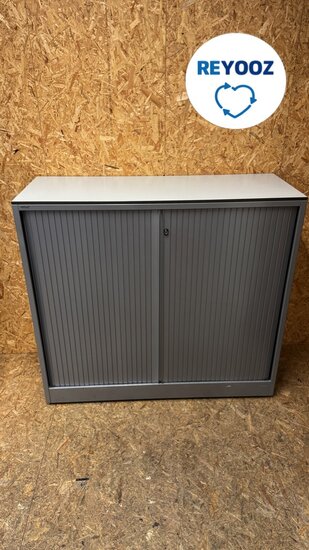 Ahrend roldeurkast - 110cm hoog - 120cm breed - 45cm diep - zilvergrijs