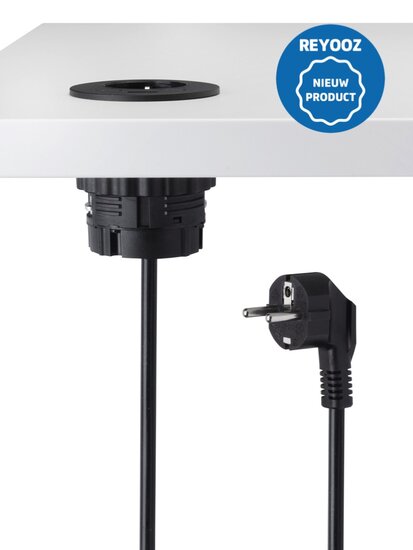 Universele inbouw powerbox - 60mm - zwart - 1x 220v - 1x USB-A - 1x USB-C - nieuw