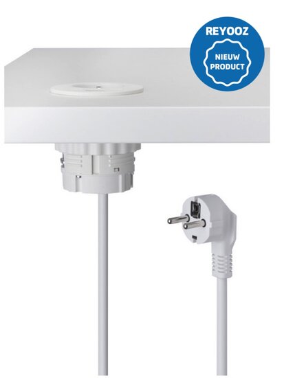 Universele inbouw powerbox - 60mm - zwart - 1x 220v - 1x USB-A - 1x USB-C - nieuw