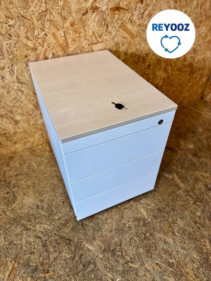 Ahrend ladeblok - wit met metalen front - 60cm lang