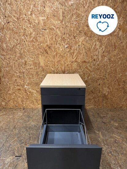 Ahrend ladeblok - antraciet met metalen front - 60cm lang