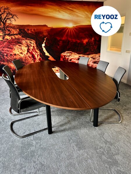 Ahrend 500 vergadertafel 380x180cm - ovaal - donker eiken