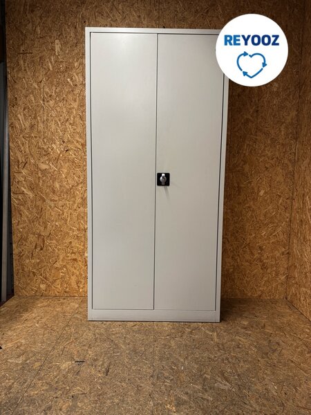 Revolving door cabinet - 195x93x42cm - light gray with light gray doors