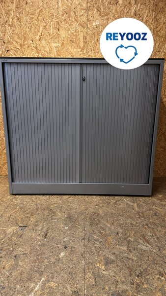 Ahrend roller door cabinet - 110x120x45cm - silver gray with aluminum doors