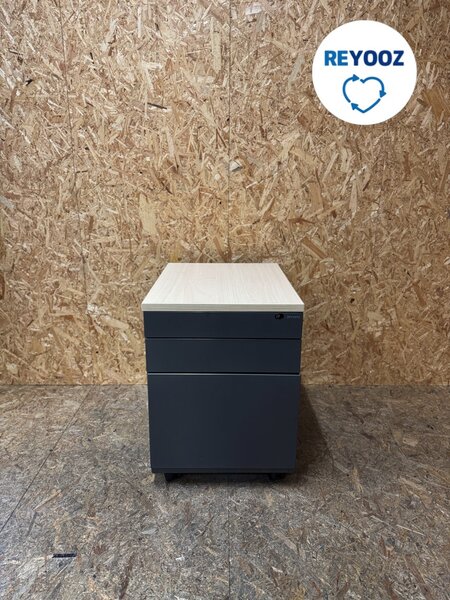 Ahrend Ladeblok - antracietgrijs - 56x43x60cm - 3 laden - metalen front